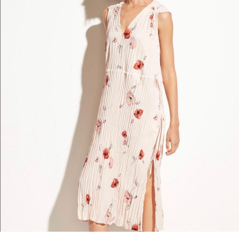 Pink Pleated Silk Dress by Vince